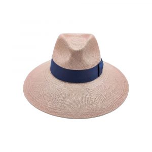 Summer Wide Brim Panama Hat Blue Grosgrain Belt