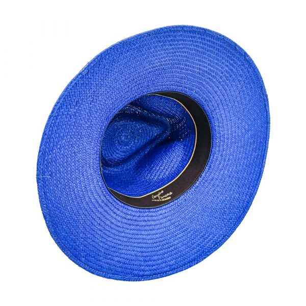 Women's Blue Straw Hat Wide Brim