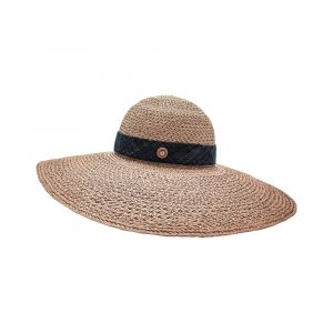 Women's Panama Hat with Braided Pattern Denim Belt Spring Summer 2024