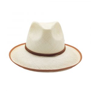 Cappello di Paglia Panama Brisa Bianco Cinturino Cuoio Marrone Doria 1905