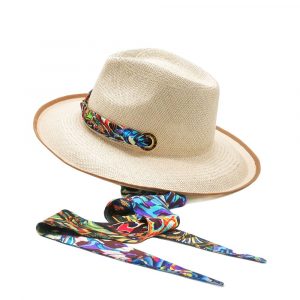 Panama Hat with Floral Pattern Scarf Spring Summer 2024