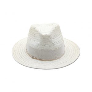 White Elegant Summer Straw Hat Doria 1905 Made in Italy
